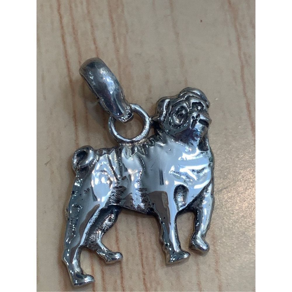 .925 Pug Dog Sterling Silver Jewelry Charm #dog